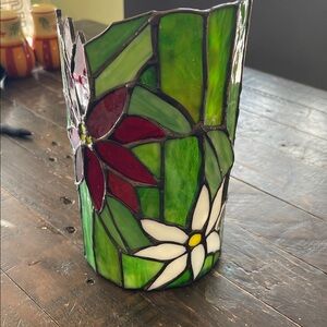 Stained Glass Poinsettia Votive Holder
